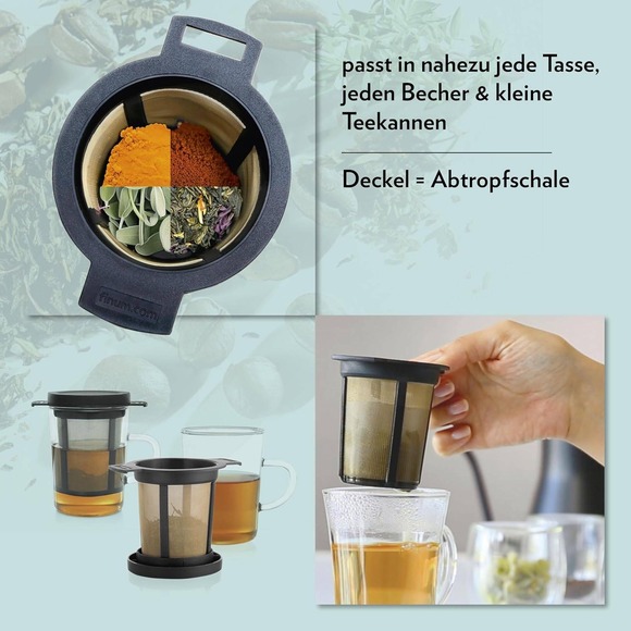 Finum Reusable Stainless-Steel Coffee/ Tea Infusing Mesh Brewing Basket, Black L - Picture 5 of 7